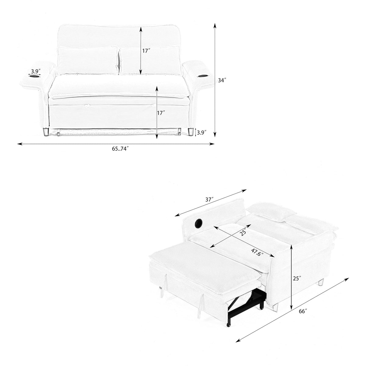 Pink Convertible Sleeper Sofa Bed W239588