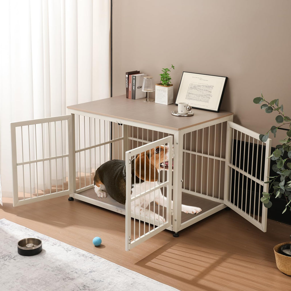 48" Rustic Heavy Duty Wooden Dog Crate Furniture O308634