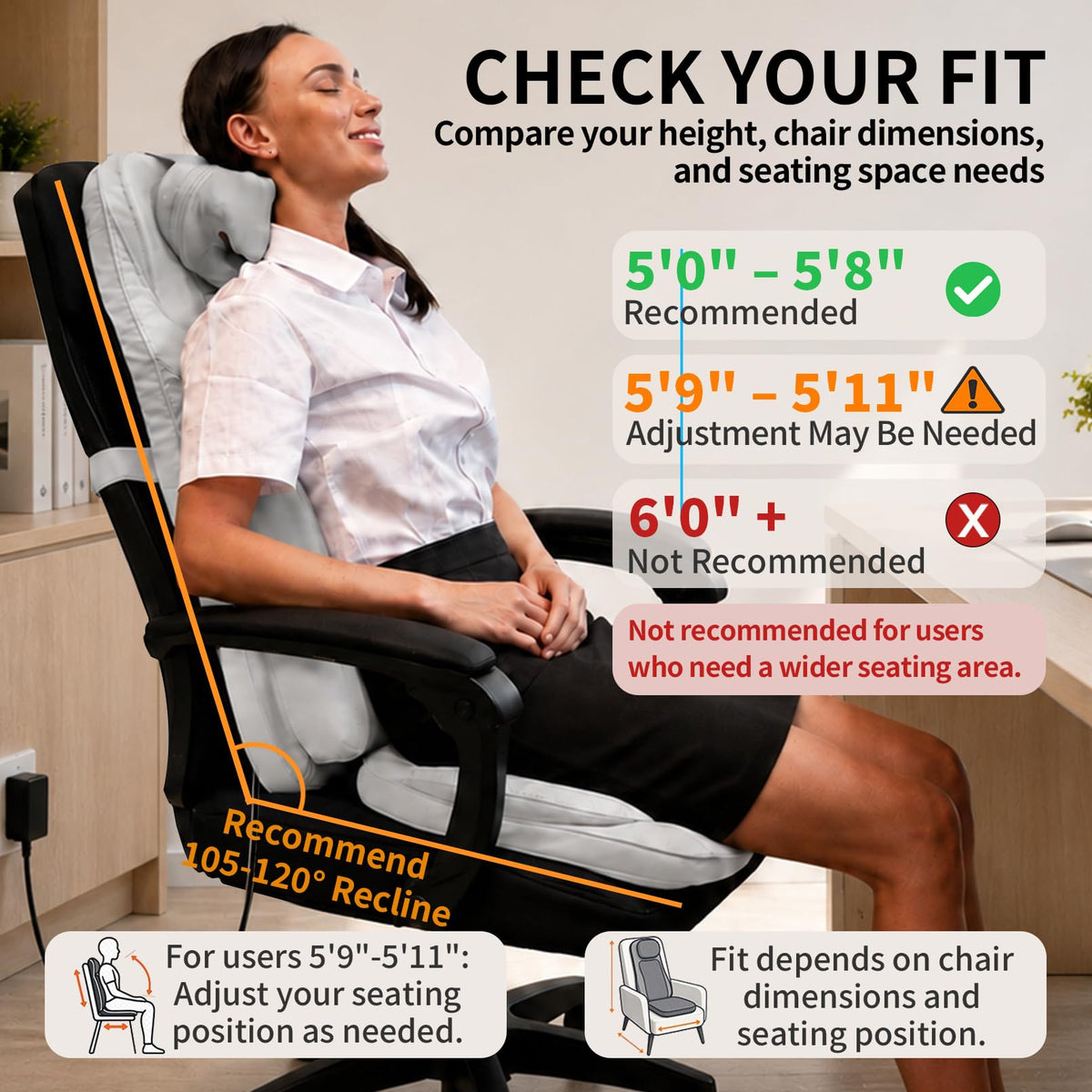Massage Chair Pad with Heat, Navy Blue T907658