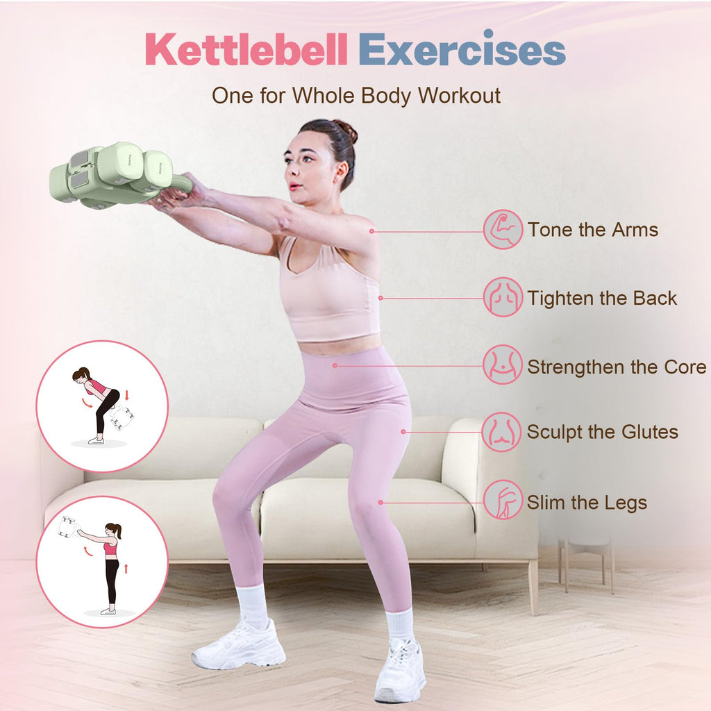 Adjustable Dumbbell Set, 2-in-1 Dumbbells & Kettlebell W3691