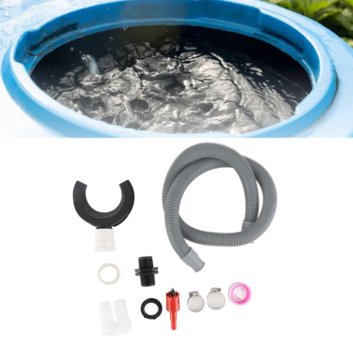 Round Downpipe Rainwater Collection System with 50cm Hose D2575