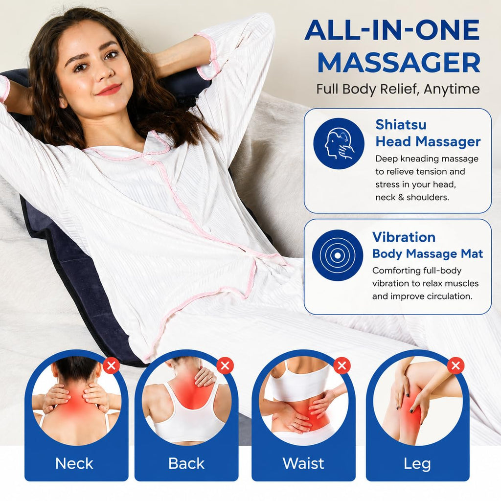 Vibration Massage Mat with Heat and Detachable Neck Massager C9097