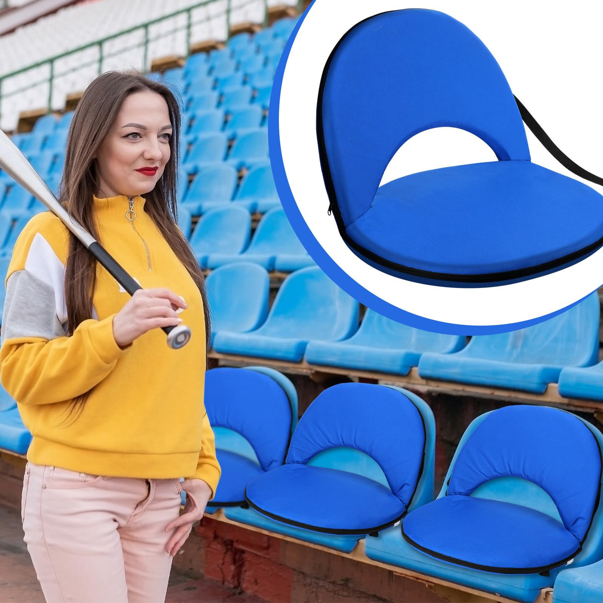 4 Pcs Adjustable Folding Portable Stadium Seats with Back O45896
