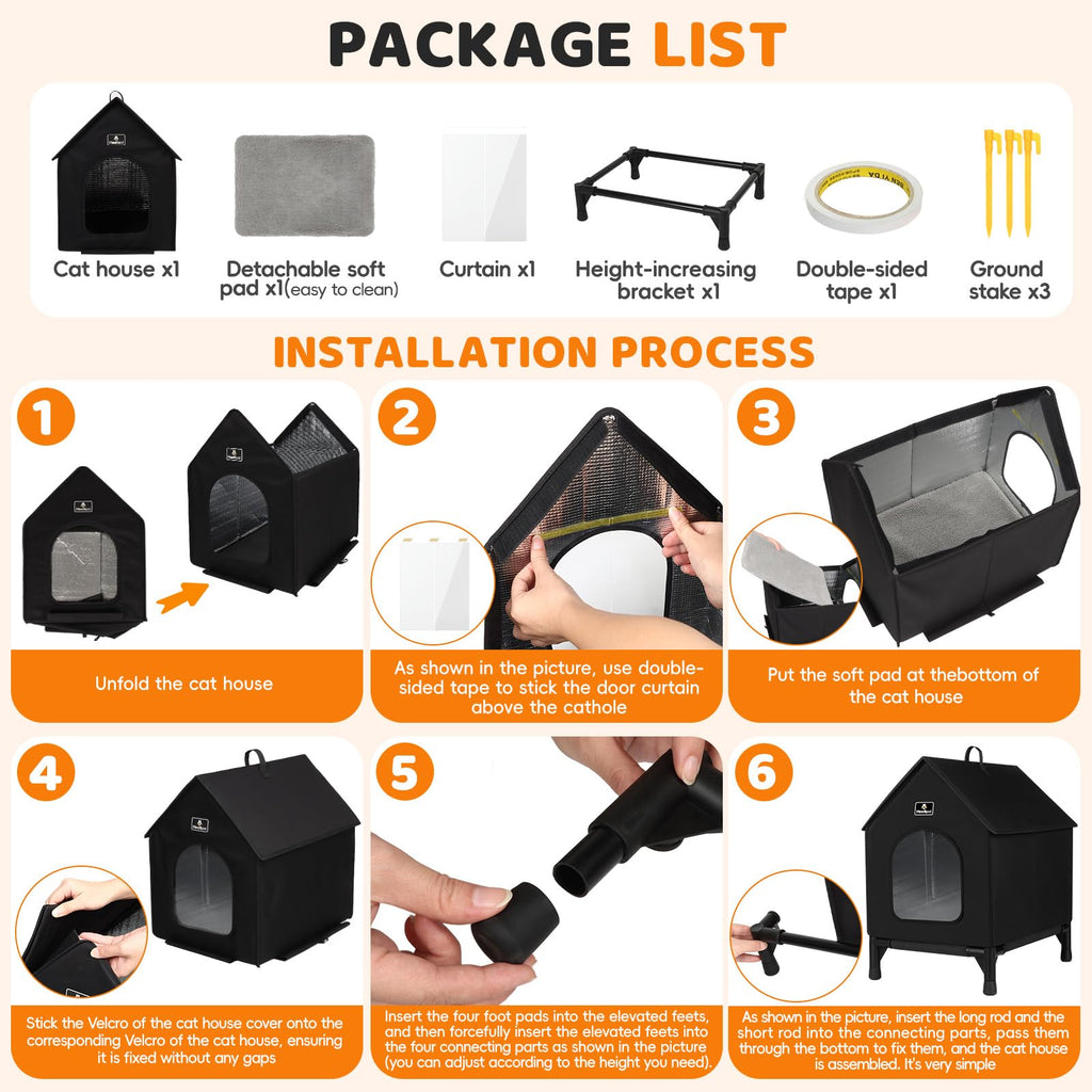 Outdoor Insulated Cat House with Removable Mat K641594
