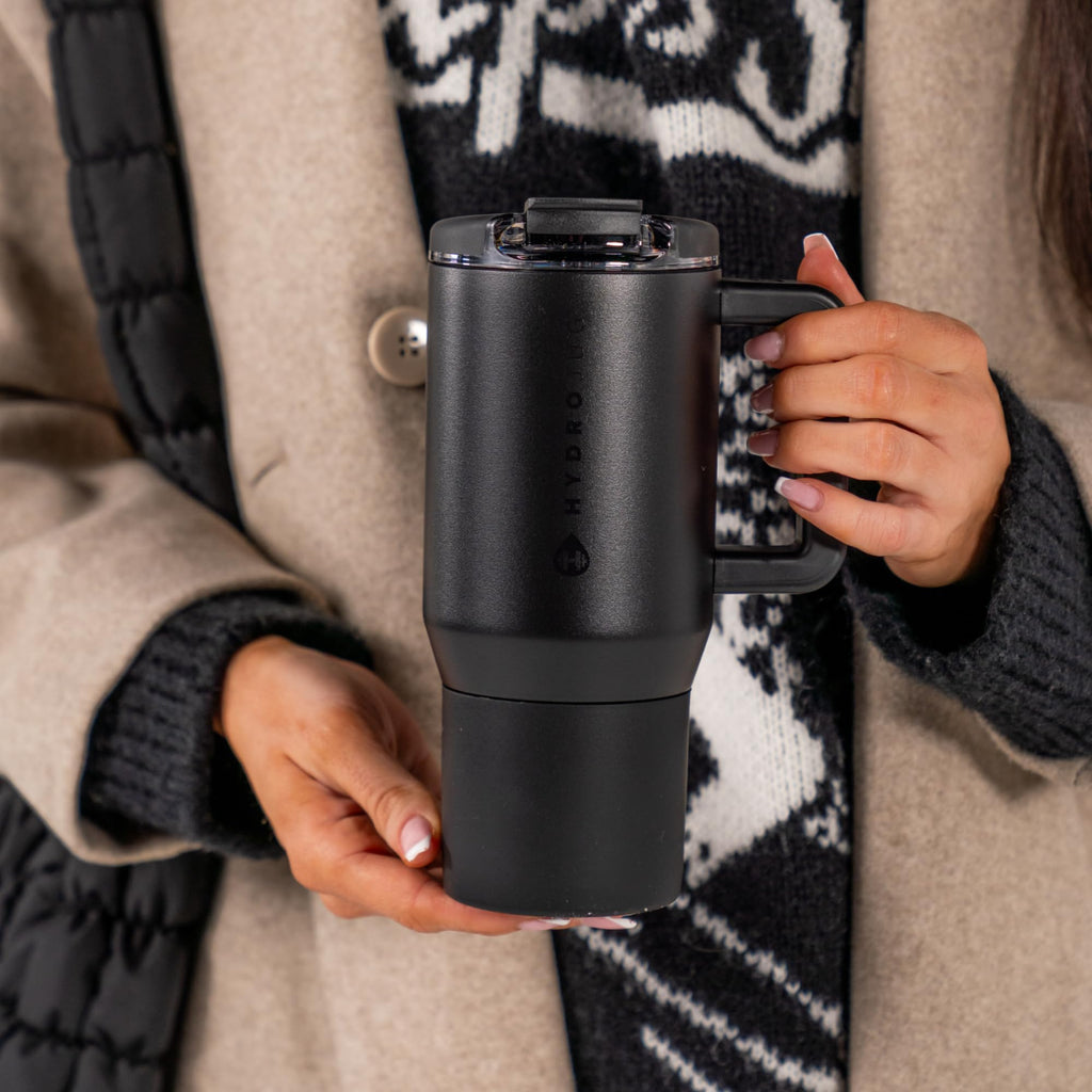 20oz Ceramic-Lined Mug with Handle, Black D789716