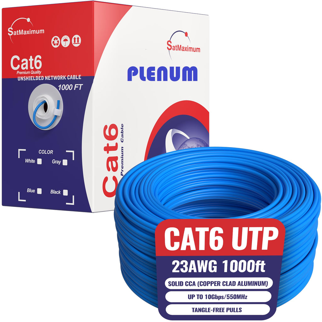 1000ft Plenum CMP CAT6 Solid Cable Blue Y887