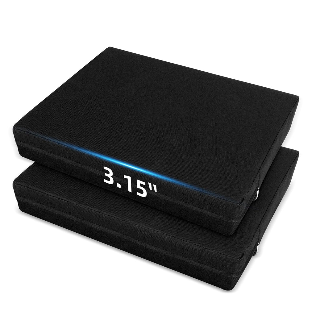 3.15" Extra Thick Waterproof 600D Oxford Bleacher Cushion with Carrying Handle Black S5485