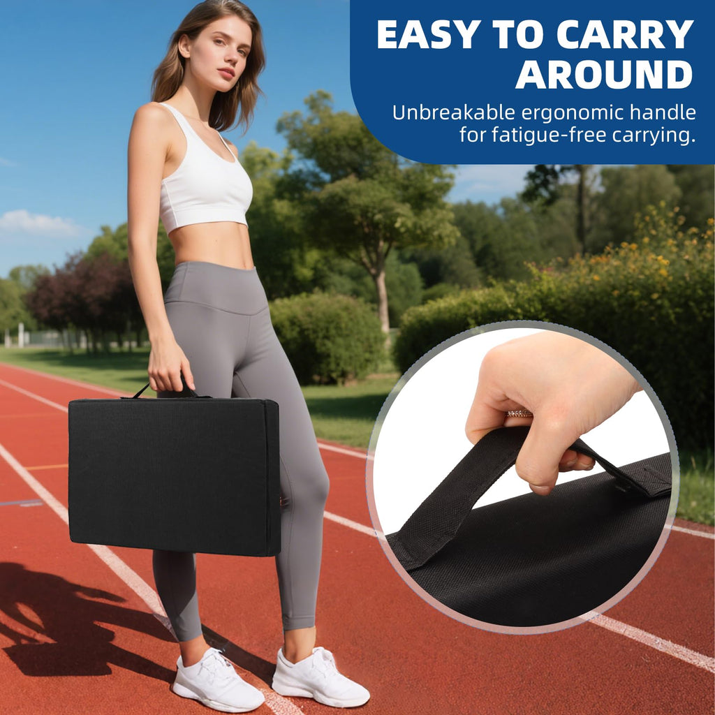 3.15" Extra Thick Waterproof 600D Oxford Bleacher Cushion with Carrying Handle Black S5485