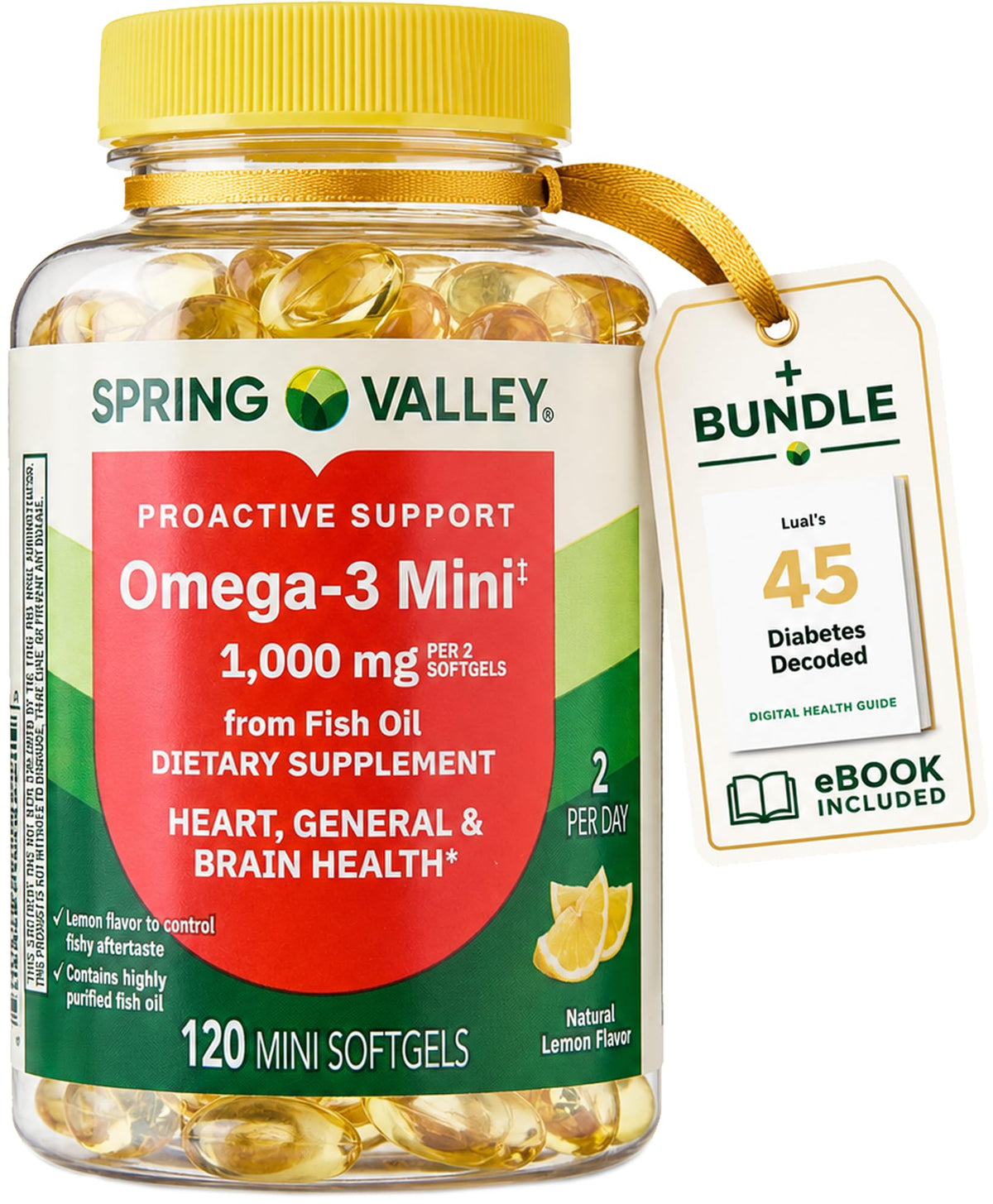 Omega-3 Fish Oil 1000 mg 120 Count Softgels Dietary Supplement P7384