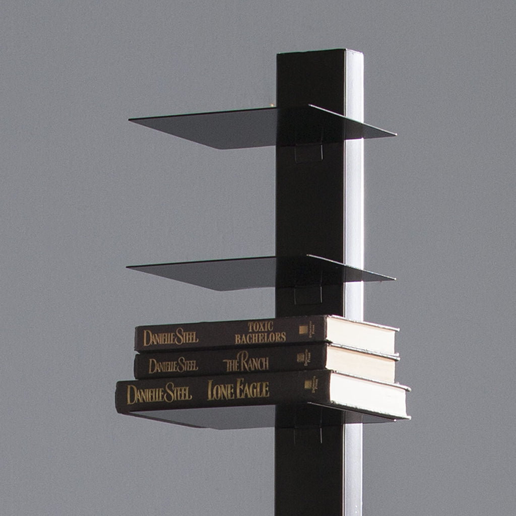 Black 12 Shelf Metal Book Tower S5617