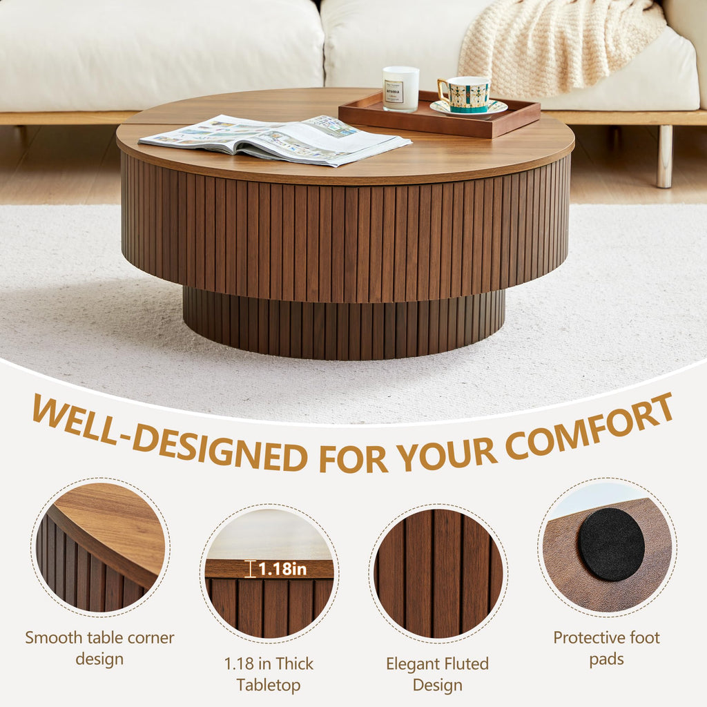 33" Round Lift-Top Coffee Table with Storage L58280