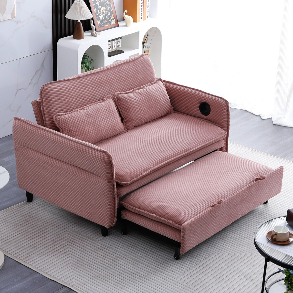 Pink Convertible Sleeper Sofa Bed W239588