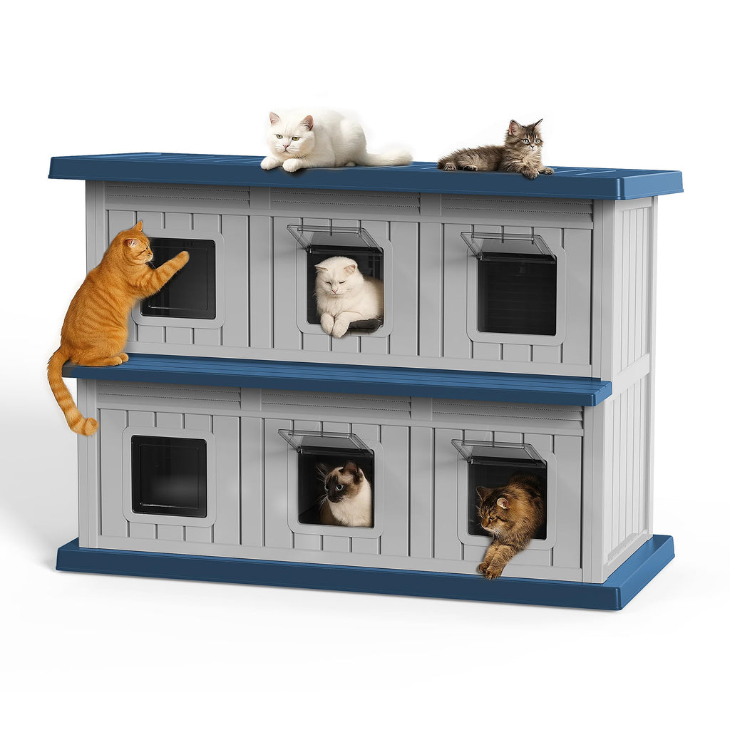 Resin Double-Decker Outdoor Cat House E334134