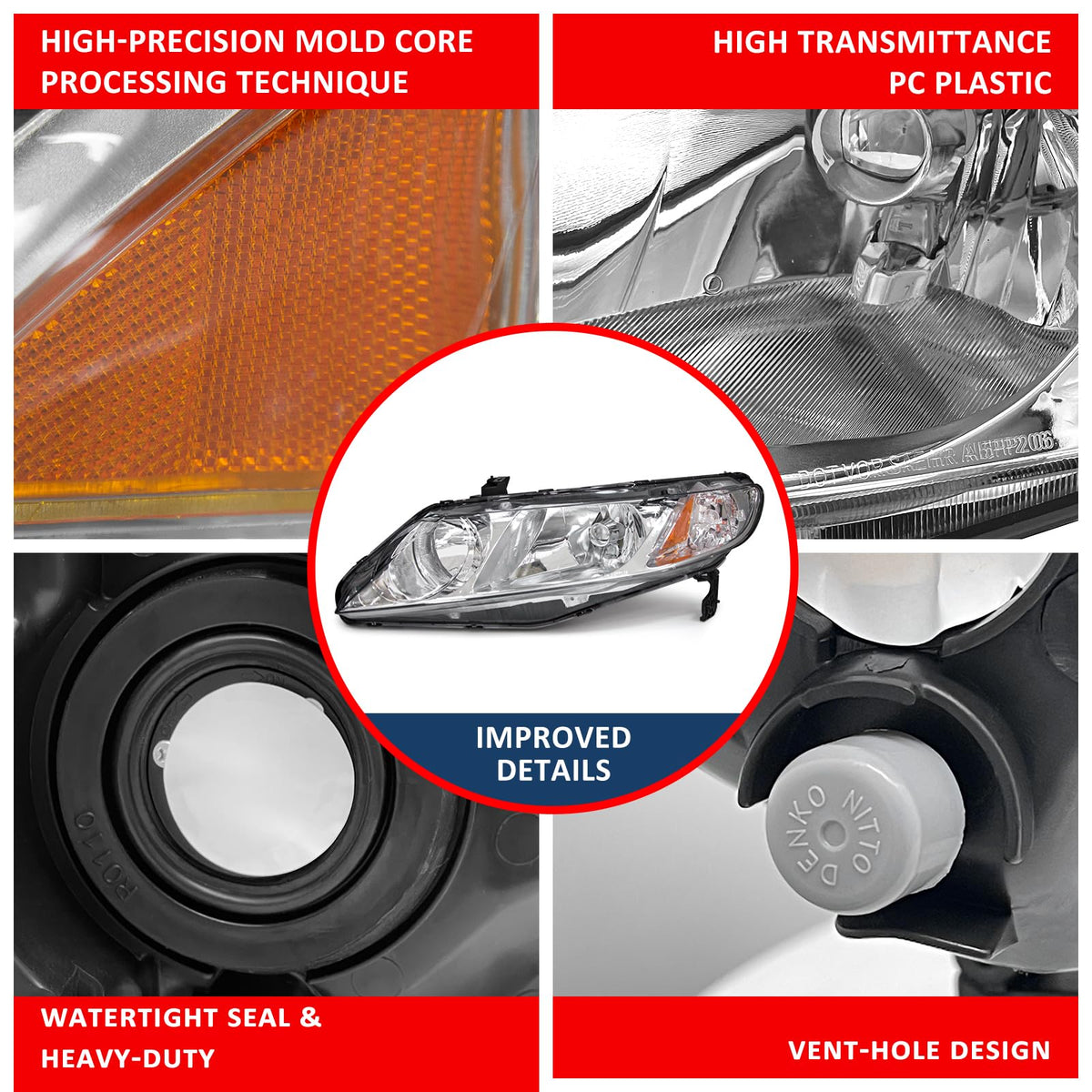 2006-2011 Honda Civic Halogen Headlight L6857