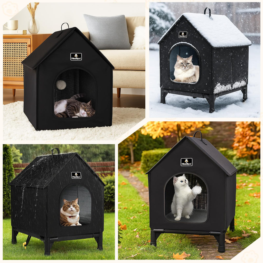 Outdoor Insulated Cat House with Removable Mat K641594