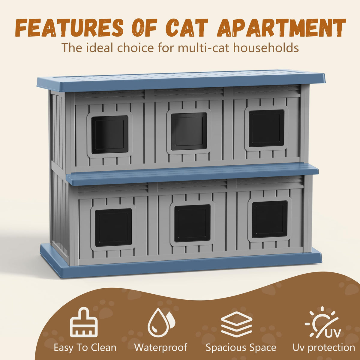 Resin Double-Decker Outdoor Cat House E334134