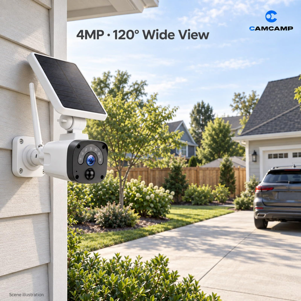 Solar Security Cameras Wireless Outdoor System 4-Cam 2.5K 64GB SD J734591