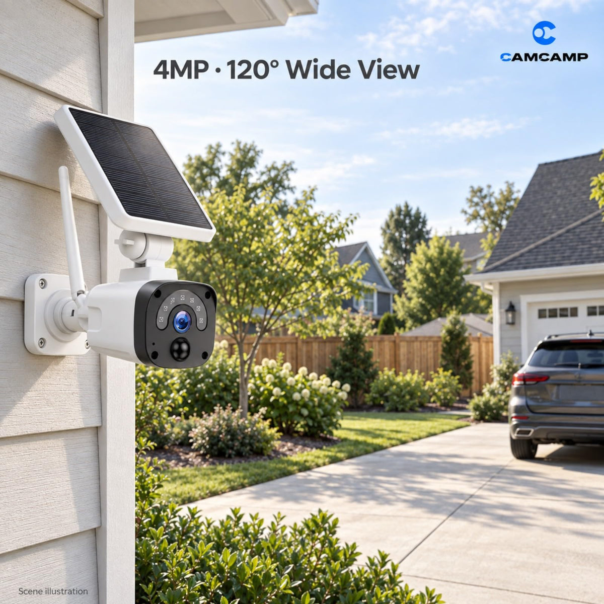 Solar Security Cameras Wireless Outdoor System 4-Cam 2.5K 64GB SD J734591