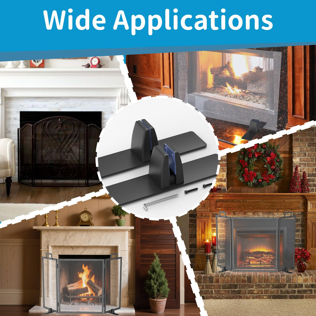 Metal Base Stands for Fireplace Screen, Pack of 2 Black S661