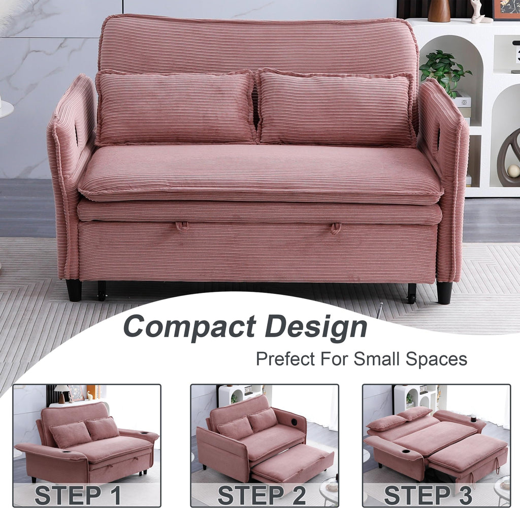 Pink Convertible Sleeper Sofa Bed W239588