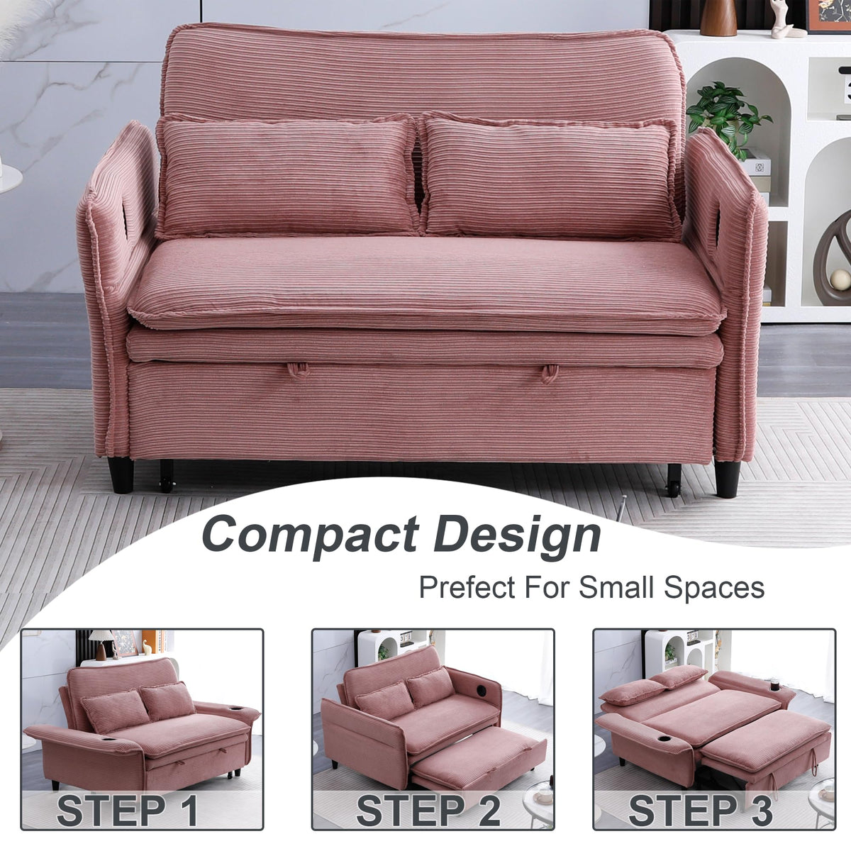 Pink Convertible Sleeper Sofa Bed W239588