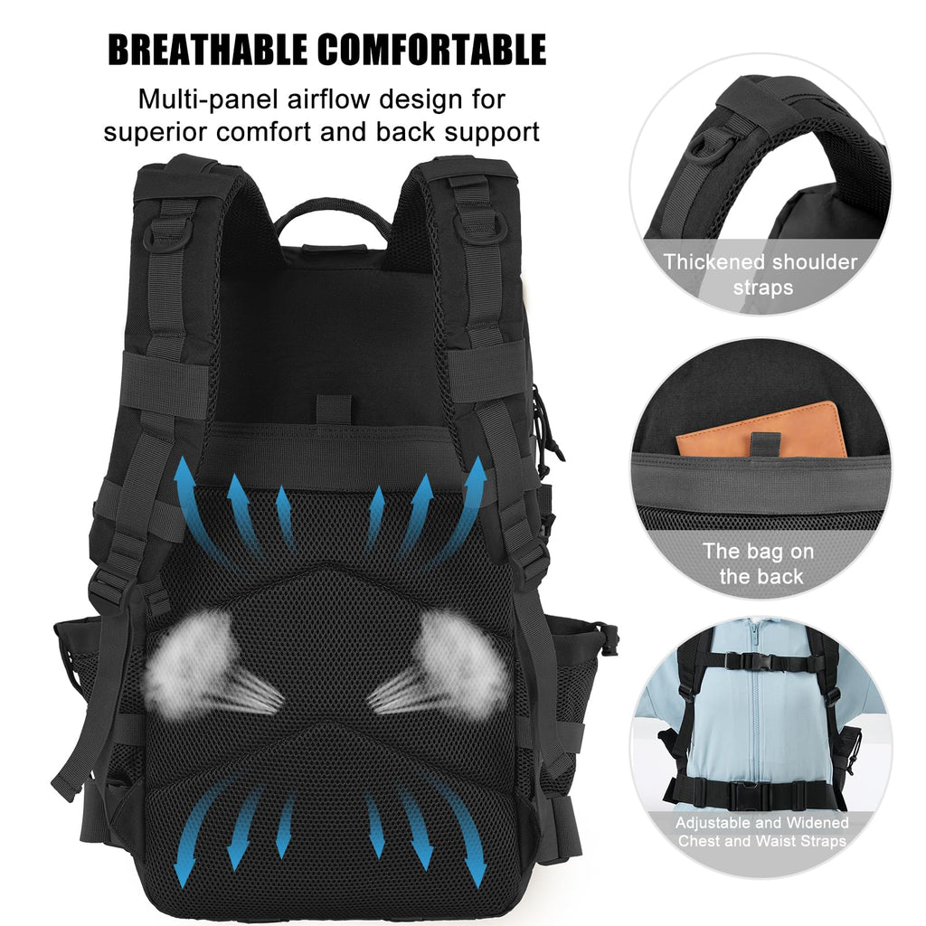 50L Military Tactical Backpack Black U80238