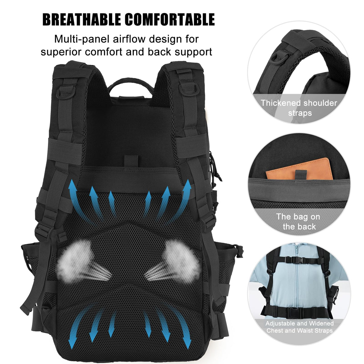 50L Military Tactical Backpack Black U80238