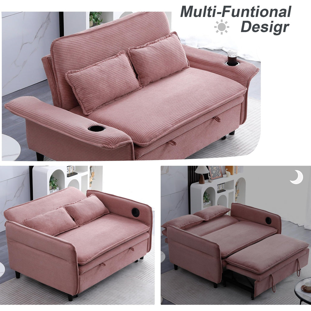 Pink Convertible Sleeper Sofa Bed W239588