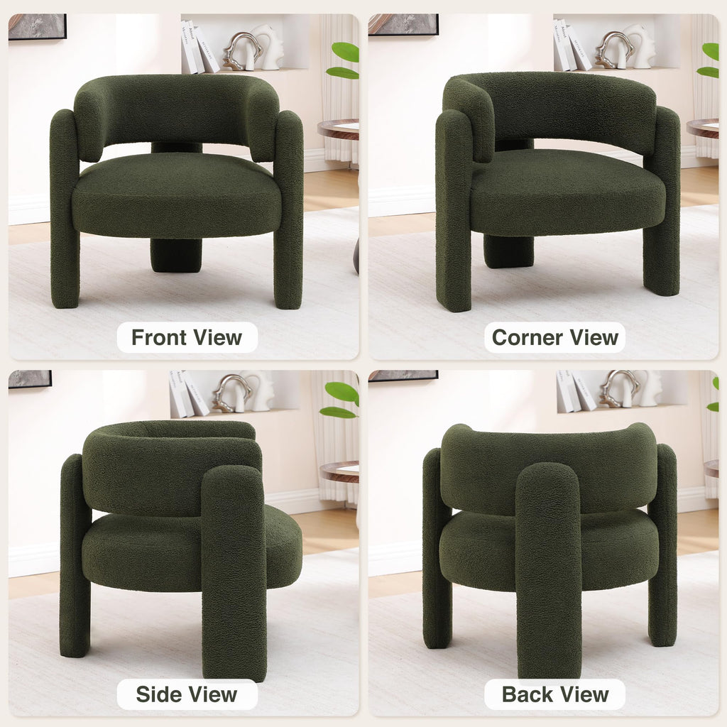 Sherpa Barrel Accent Chairs Set of 2 Olive Green H33669