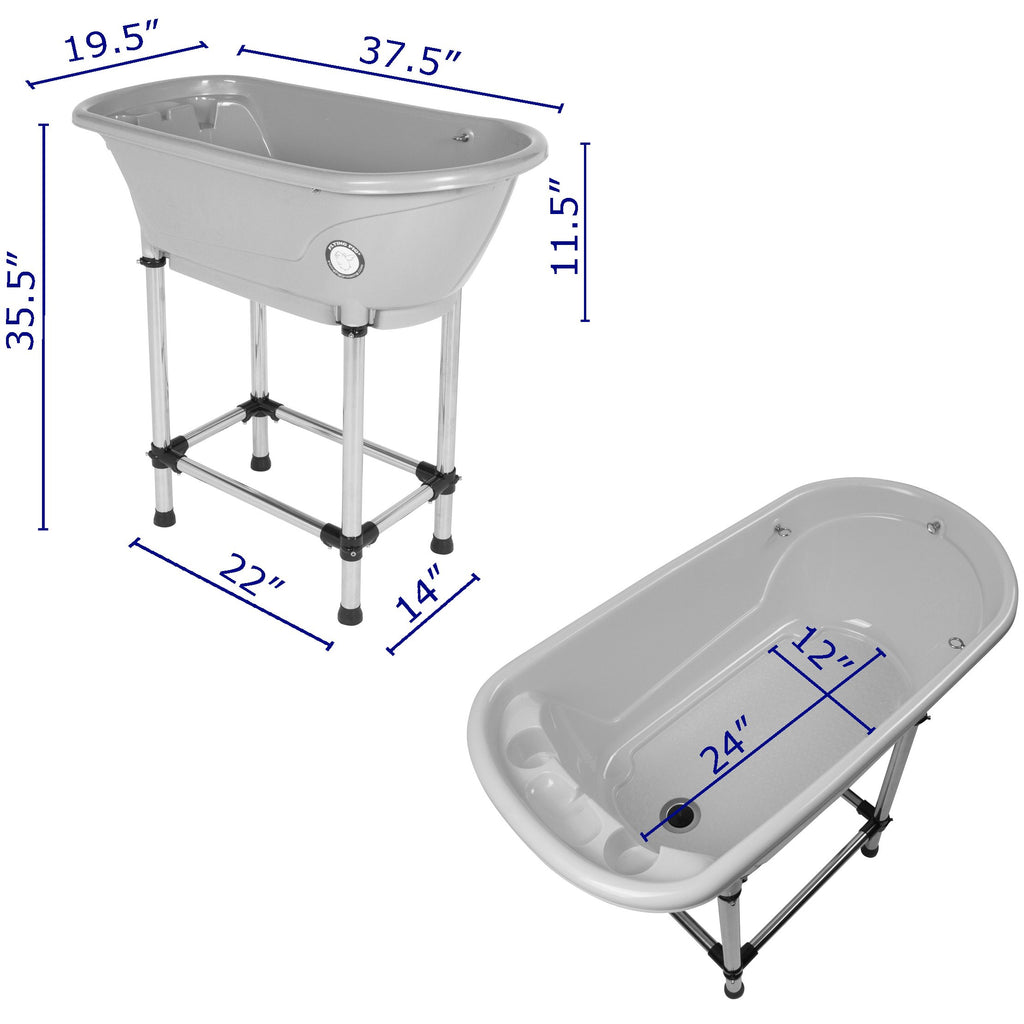 Portable Pet Bath Tub White 37.5"x19.5"x35.5" K147113