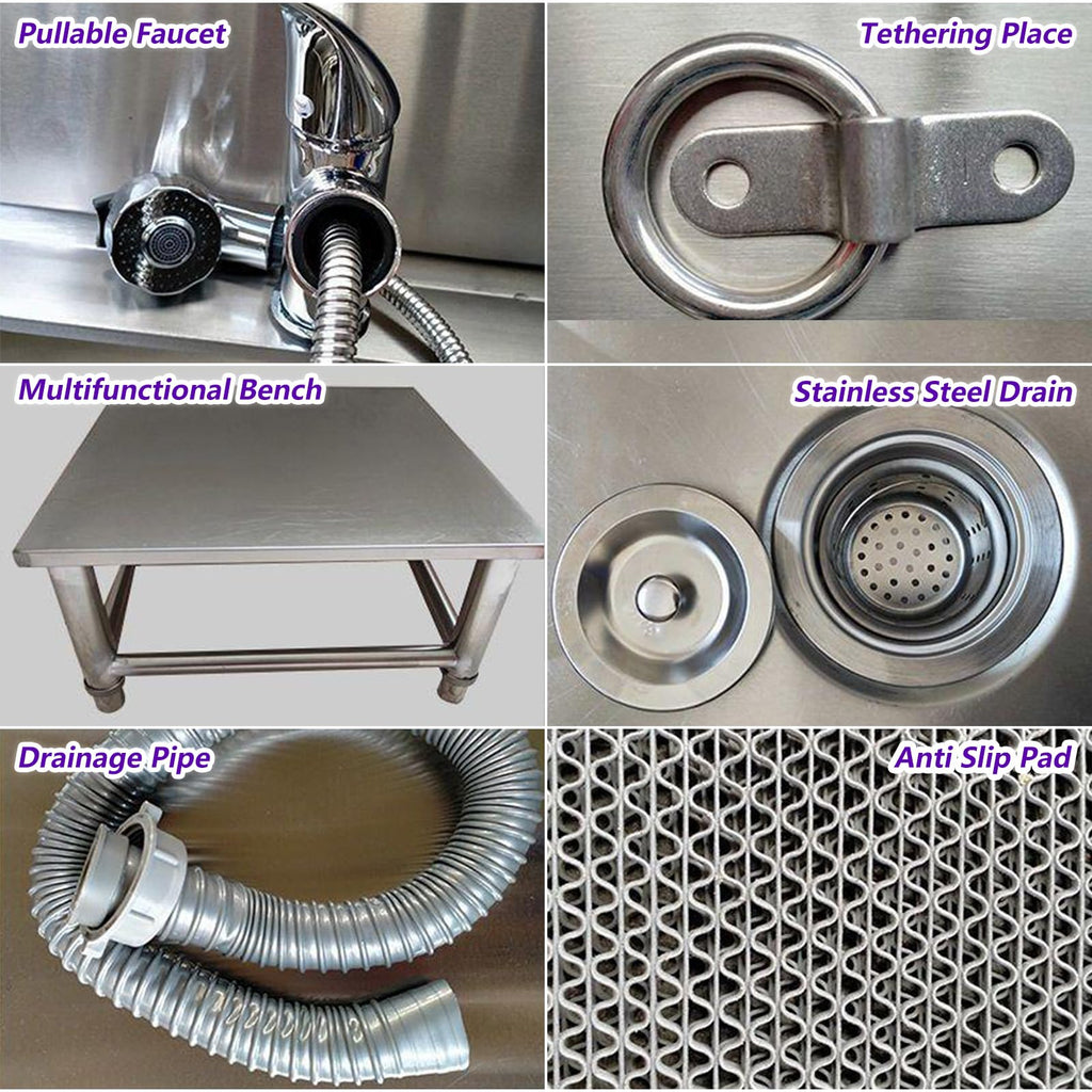 53'' Stainless Steel Pet Grooming Tub with Walk-in Stairs O655