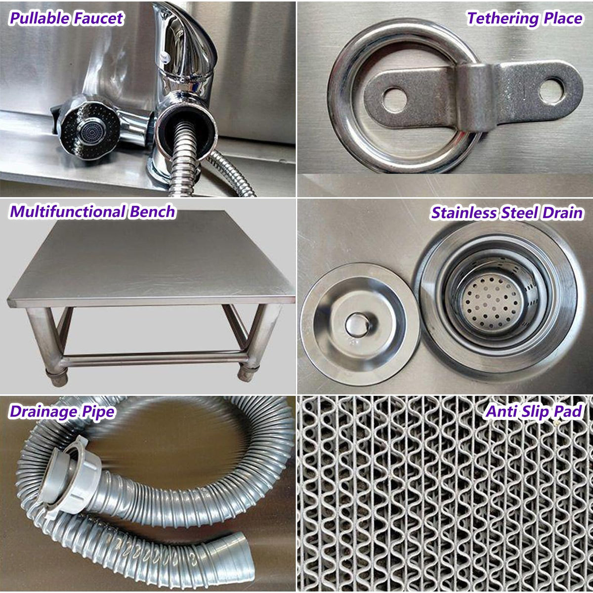 53'' Stainless Steel Pet Grooming Tub with Walk-in Stairs O655