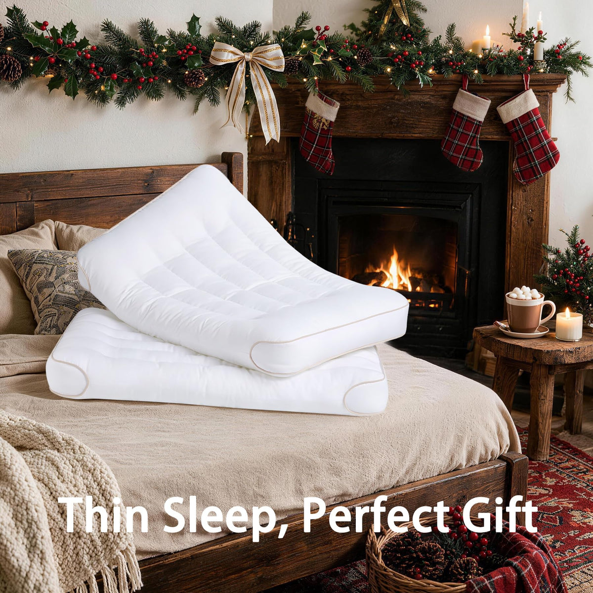 King Size Set of 2 Ultra Thin Pillow D488