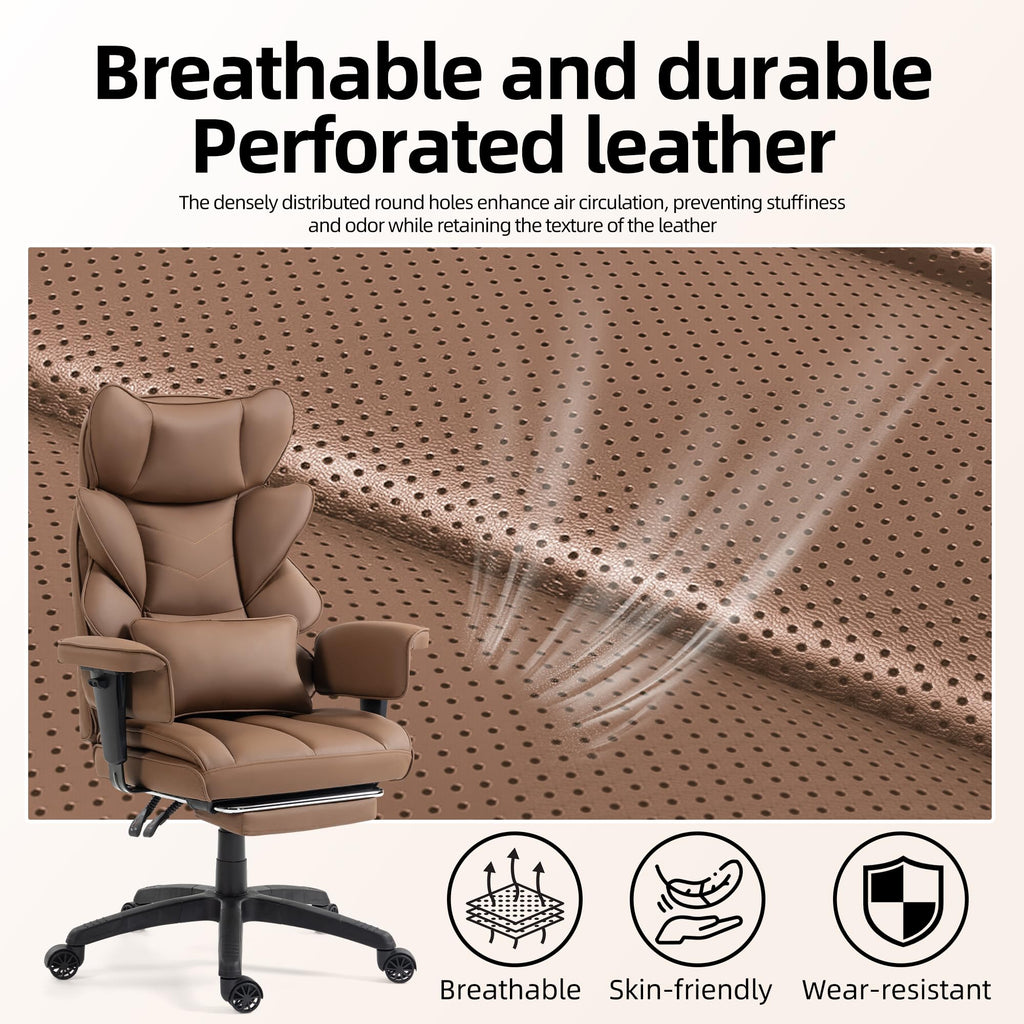 Brown Ergonomic Office Chair with Footrest M295