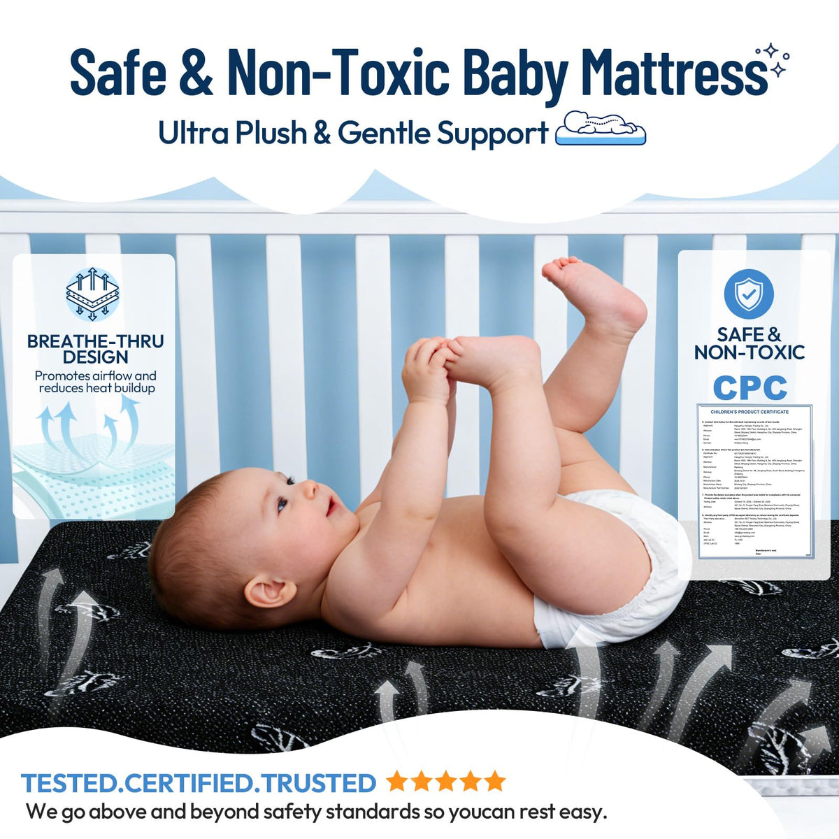 52 x 27 Dual-Sided Memory Foam Crib Mattress H395