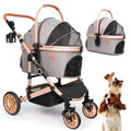 Dog Stroller with Detachable Carrier, Rubber Wheels, 50 lbs, Grey R161