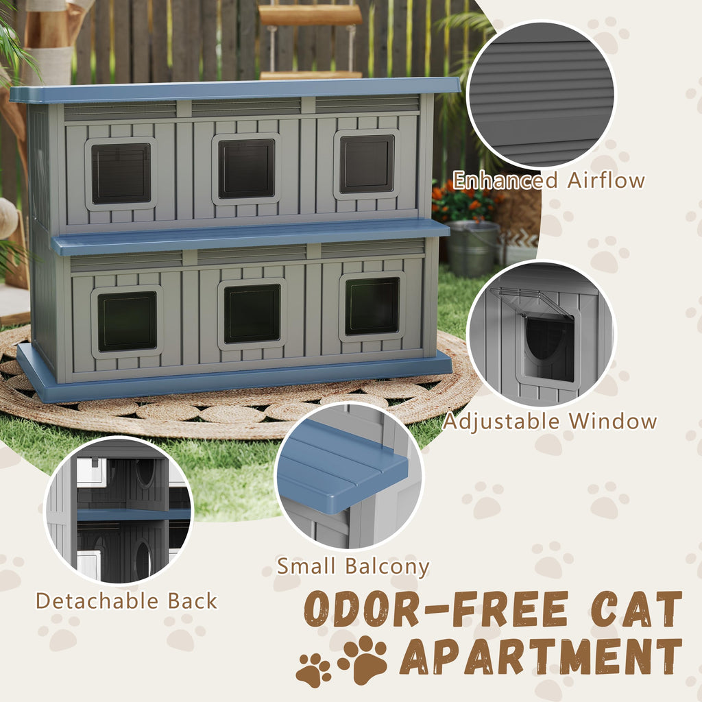 Resin Double-Decker Outdoor Cat House E334134