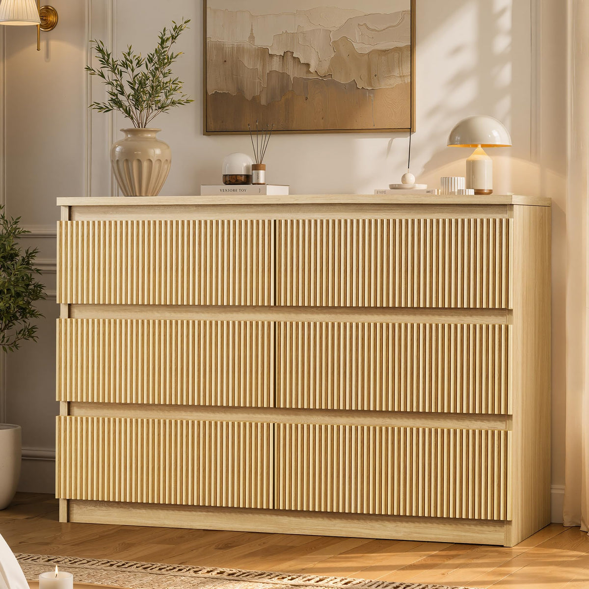 6 Drawer Fluted Wood Dresser L2014