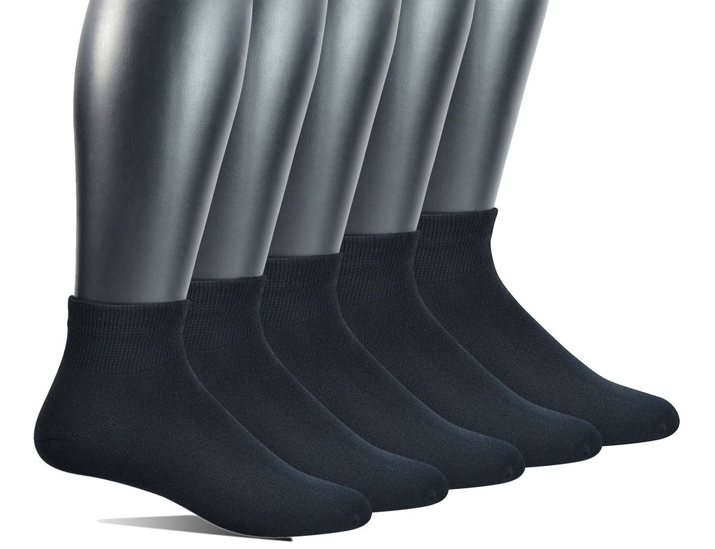 Men's 5 Pairs Non-binding Flat-Knit Ankle Socks with Seamless Toe B45612