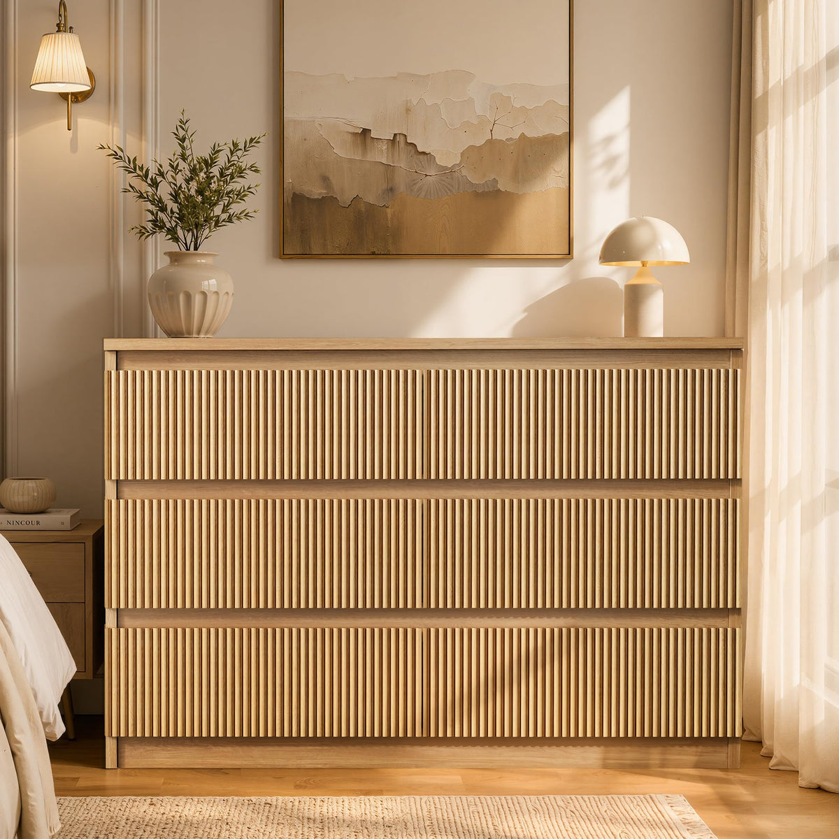 6 Drawer Fluted Wood Dresser L2014