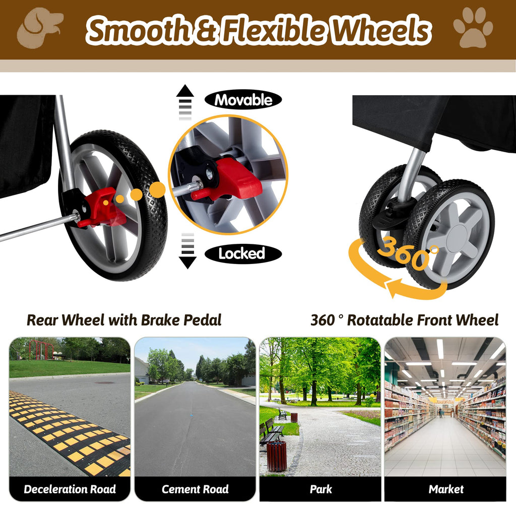 Foldable Pet Stroller 4 Wheels Black G59323