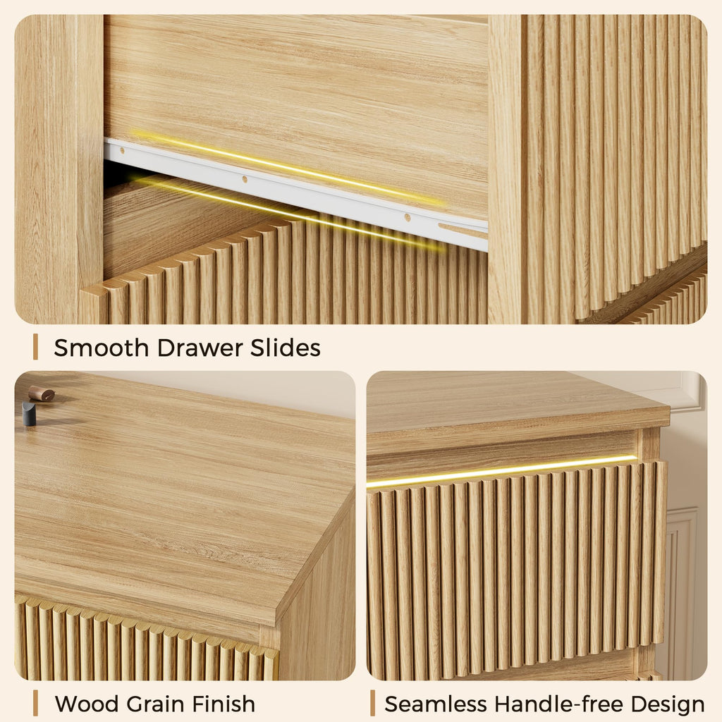 6 Drawer Fluted Wood Dresser L2014