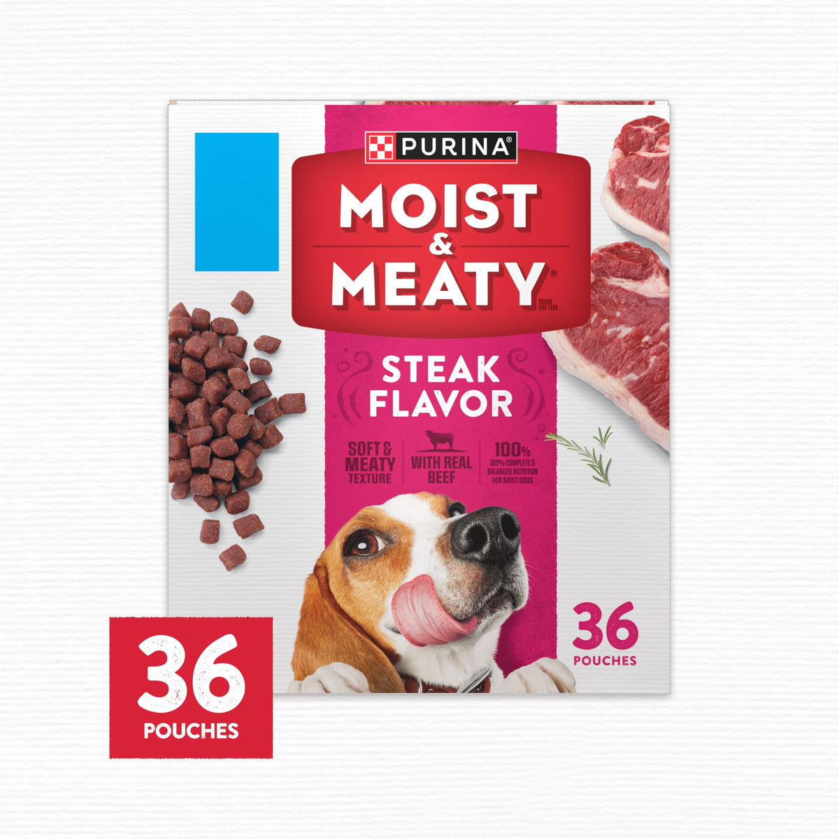 Moist & Meaty Soft Dog Food Pouches, 36 ct M338744