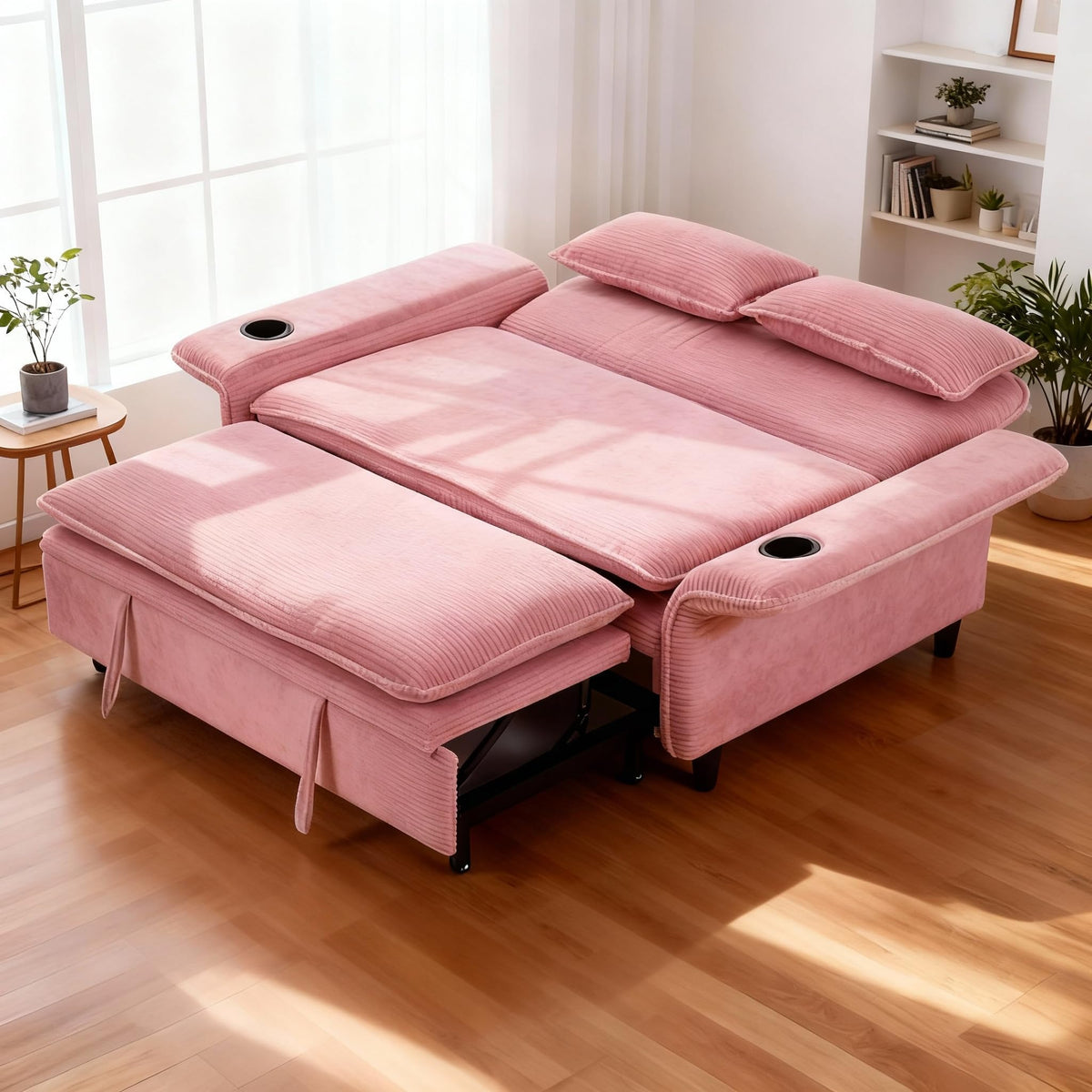Pink Convertible Sleeper Sofa Bed W239588