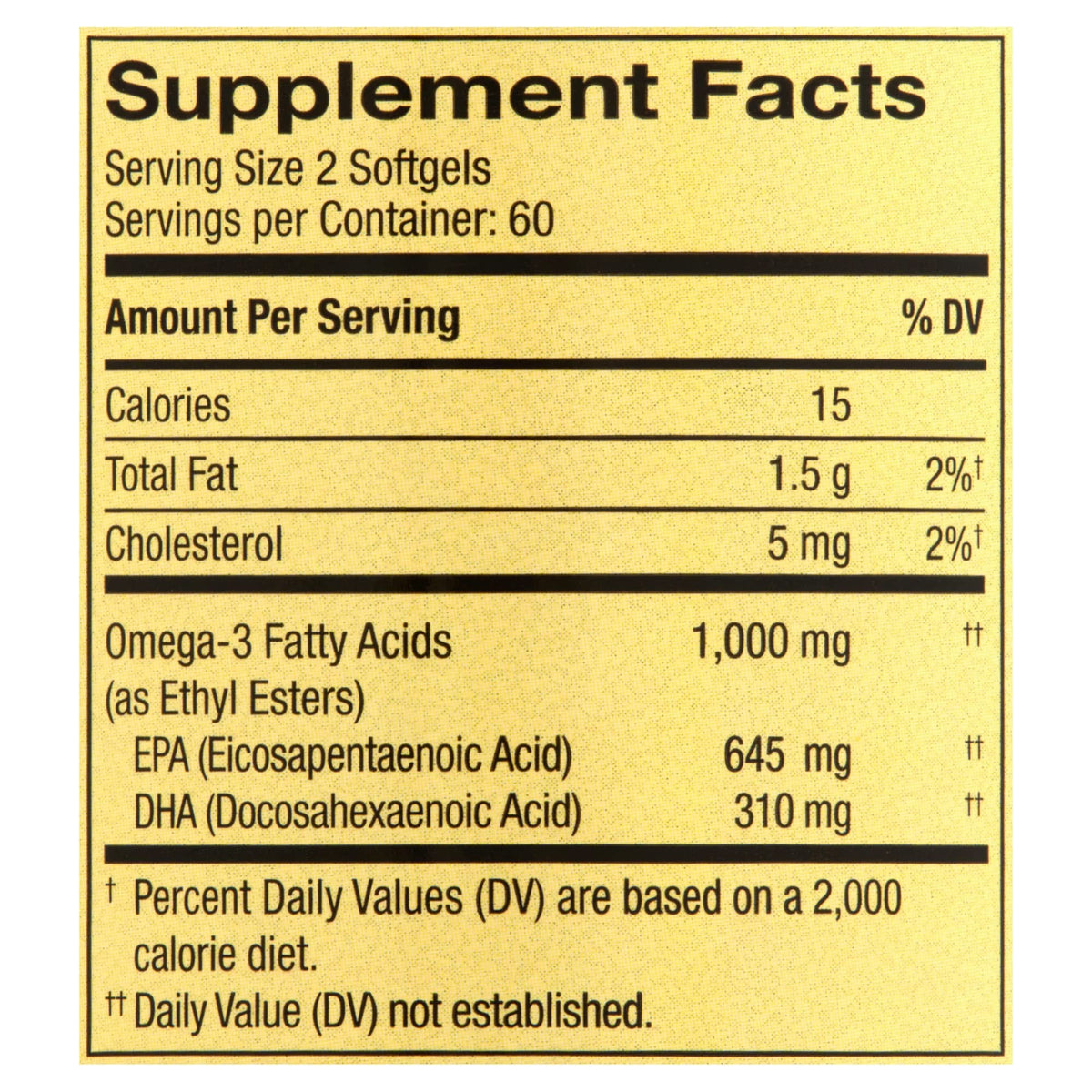 Omega-3 Fish Oil 1000 mg 120 Count Softgels Dietary Supplement P7384