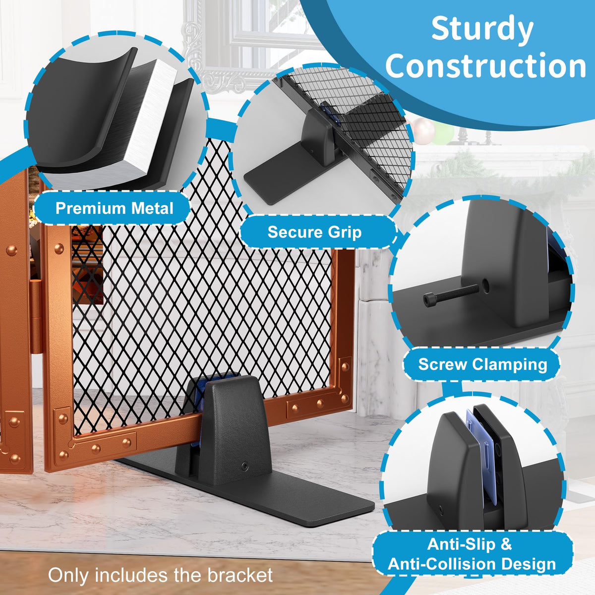 Metal Base Stands for Fireplace Screen, Pack of 2 Black S661