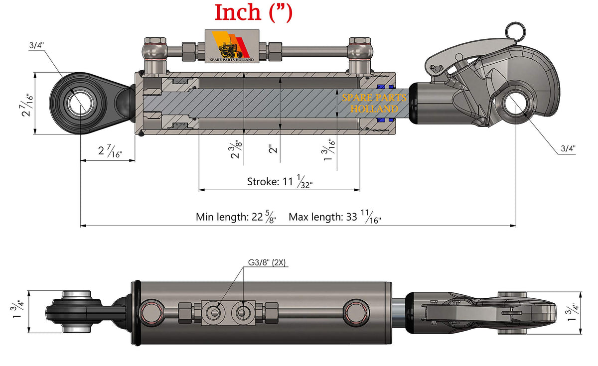 Hydraulic Top Link Cat 1-1 with Locking Block and Hook J8428