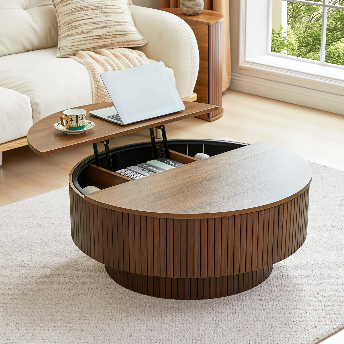 33" Round Lift-Top Coffee Table with Storage L58280