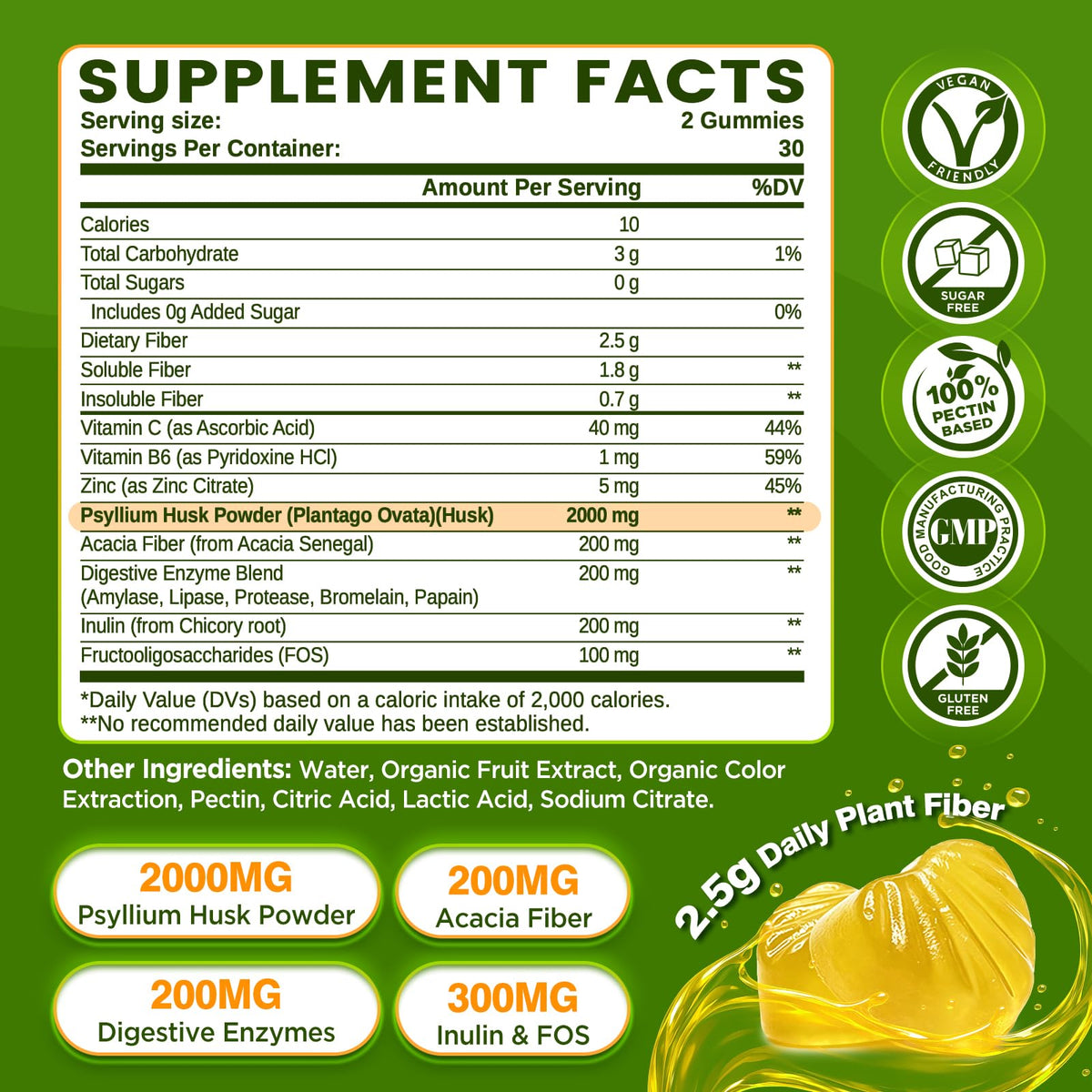 2000mg Psyllium Husk Fiber Gummies F929087