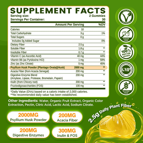 2000mg Psyllium Husk Fiber Gummies F929087